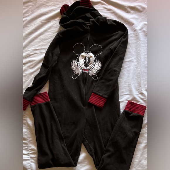 M Adult Disney Mickey One Piece Adult Pajamas Sleepwear Fleece Medium Men Womens - Picture 1 of 5